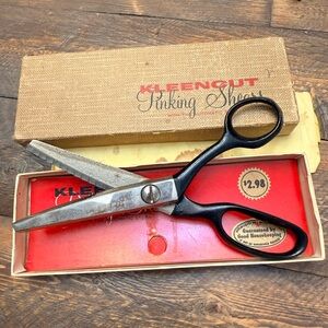 Vintage Deluxe Kleencut Pinking Shears Scissors No. 180 Original Box 7.5" Long
